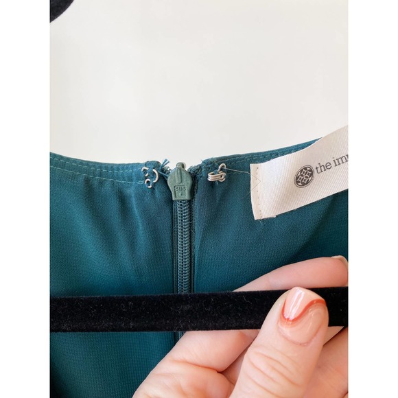 THE IMPECCABLE PIG Women's Forest Green Ruffle V-Neck Sleeveless Jumpsuit size S - Picture 8 of 10